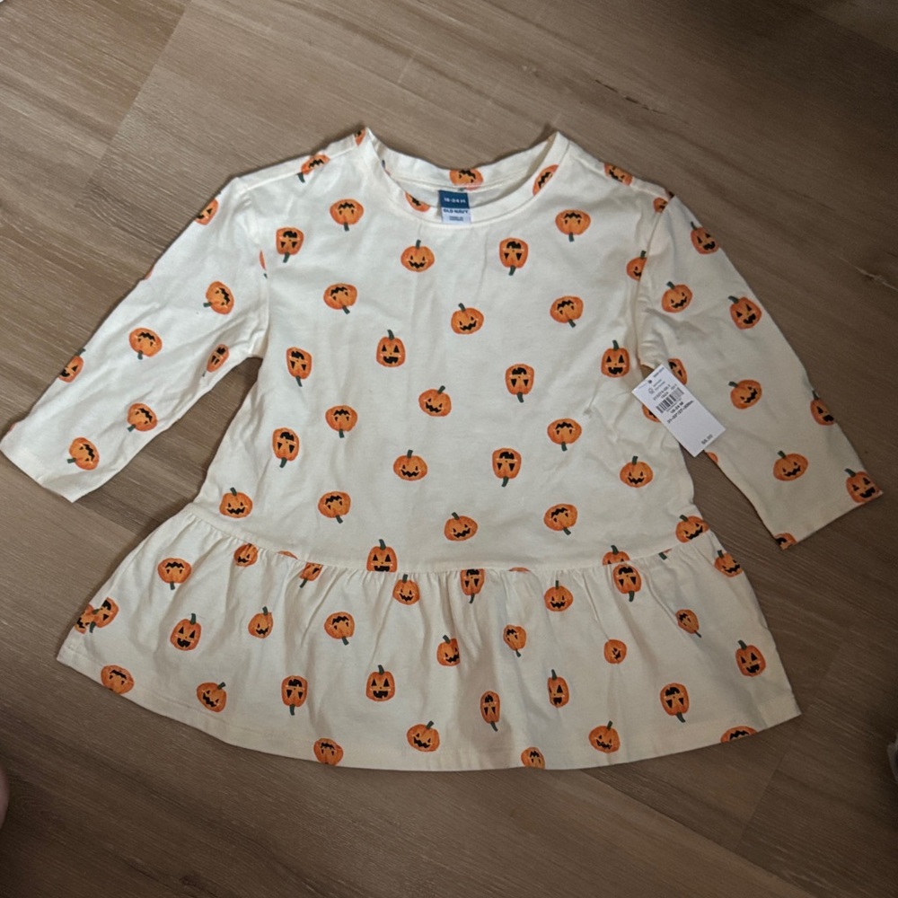 Old Navy Cream Dress with Pumpkin Print